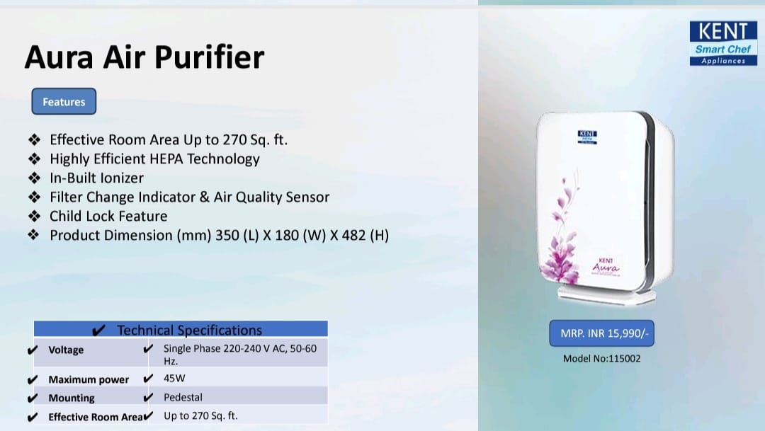 kent aura air purifier